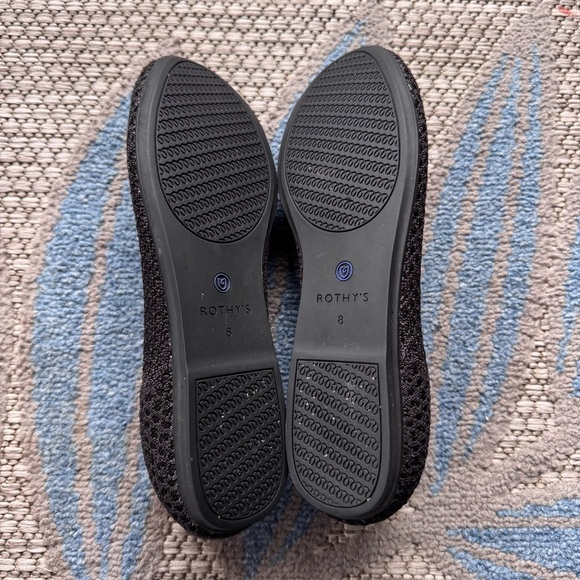 Rothy’s Women’s The Flat Knit Honeycomb Black/Blue Halo Slip-On Shoe Size 8 - Picture 6 of 7